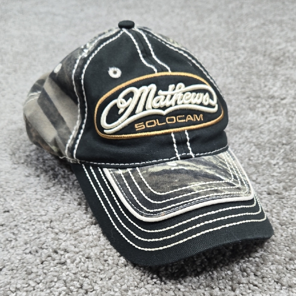 Mathews Solocam Mens Baseball Hat Velcro Black Camo OSFA
